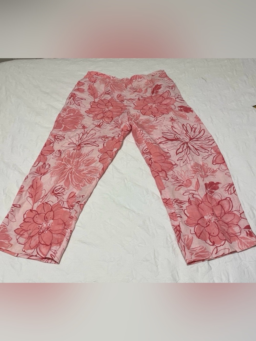 A.B.Lambdin linen pants, size 14. Women's Pink Floral.